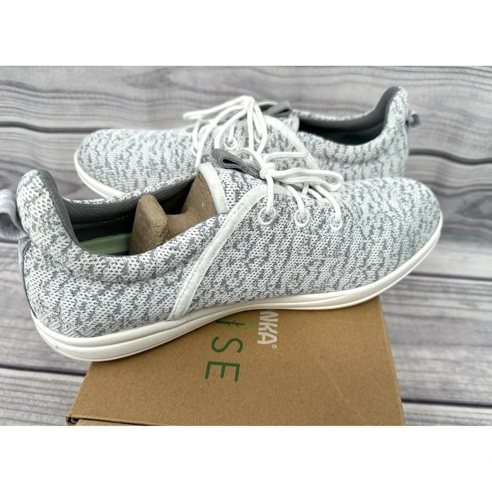 MINNETONKA ECOWISE ANEW KNIT SNEAKERS - WHITE / GREY - WOMEN'S SIZE‎ 11 M - NEW